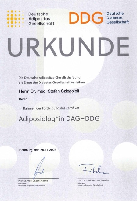Adiposiologe DAG-DDG Dr. med. Stefan Sziegoleit Adiposiologe DAG-DDG Dr. med. Stefan Sziegoleit
